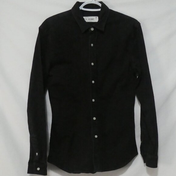 TOPMAN - Stretch - Skinny | medium | Stylish Black Long Sleeve Slim Fit Shirt - Picture 1 of 14
